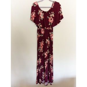 Off the Shoulder Floral Maxi Dress